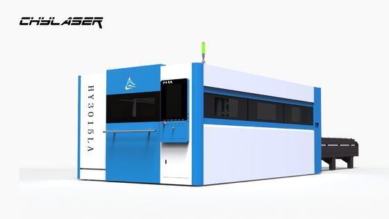 Speed Dajco Microjet Tekstil Kabinet 8kW Rumah 4040 Kabinet Mesin Pemotong Laser untuk Area Pemotongan 3000 * 1500mm